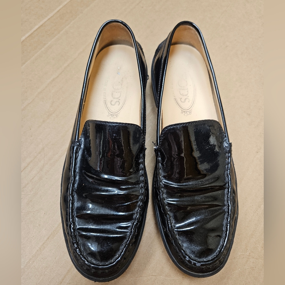 Tod's Driving Loafers Patent Leather Black Size 38 - Picture 3 of 14